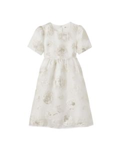 Girl'S Dress Woven One-Piece Dress-White Flower Hue