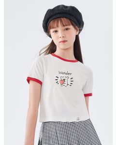 Kids Girl Round v-neck short-sleeved T-shirt