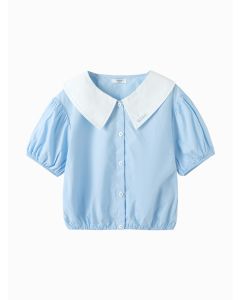 Kids Girl Outdoor Style Woven Short Sleeve Shirt