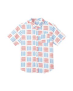 Boy'S Shirt Woven Short-Sleeved Shirt-White Red Hue