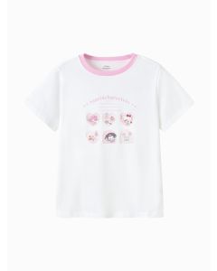 Kids Girl Round v-neck short-sleeved T-shirt