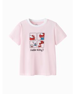 Kids Girl Round v-neck short-sleeved T-shirt