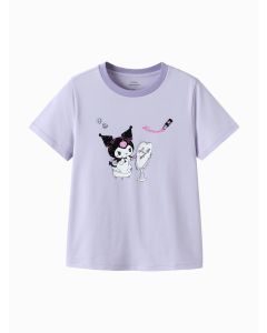 Kids Girl Round v-neck short-sleeved T-shirt