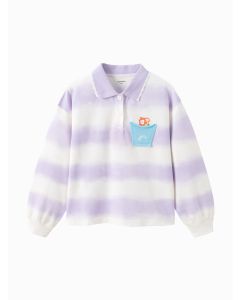 Kids Girl Lapel long sleeve T-shirt