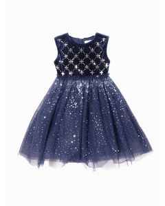 Kids Girl Party wear One-Piece Dress - Blue Hue - 6-7Y