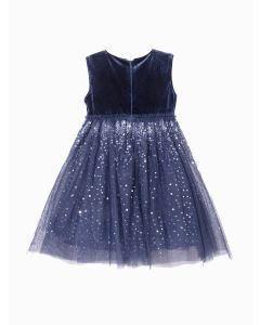 Kids Girl Party wear One-Piece Dress - Blue Hue - 7-8Y