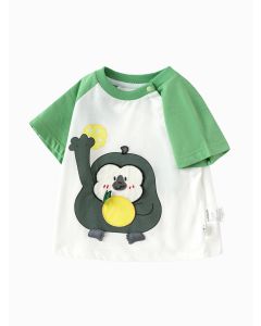 Baby Unisex Round v-neck short-sleeved T-shirt