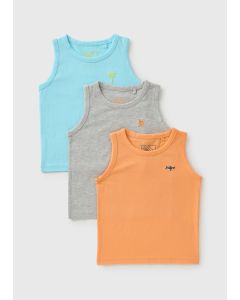 Boys 3 Pack Embroidered Vests
