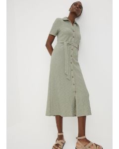 Textured Shirt Midi Dress