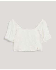 Short Sleeve Smocked Woven Top