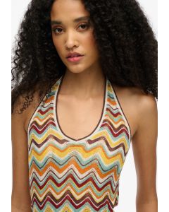 Zigzag Knit Plunge Halter
