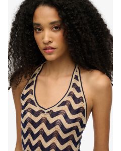 Zigzag Knit Plunge Halter