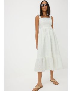 Broderie Anglaise Square Neck Midi Dress