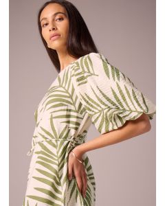 Et Vous  Leaf Print Puff Sleeve Mini Dress