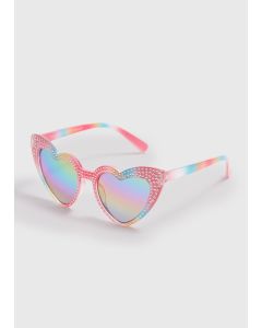 Girls  Sparkle Heart Sunglasses-Multi-One Size