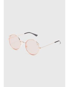 Girls Daisy Round Metal Sunglasses-Pink-One Size