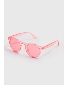 Girls Round Lens Sunglasses-Pink-One Size