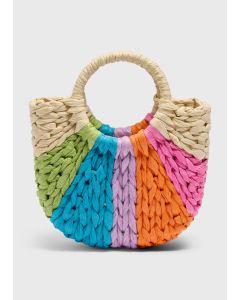 Round Handle Straw Bag-Multi-One Size