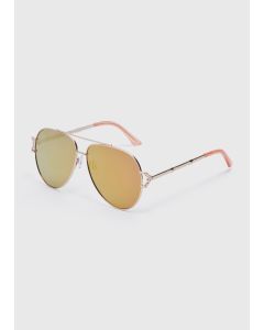 Mirro Aviator Sunglasses-Pink-One Size