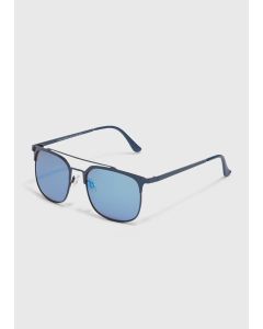 Reflecting Clubmaster Sunglasses-Navy-One Size