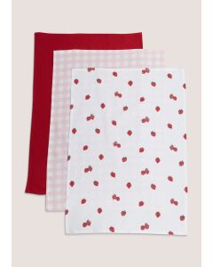 3 Pack Strawberry Tea Towels (65cm x 40cm)-Multi