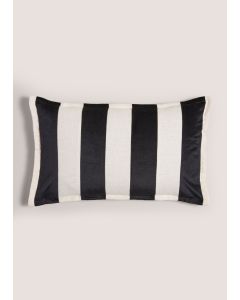 Stripe Velvet Cushion (30cm x 50cm)-Black/White