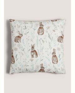 Printed Hare Woodland Cushion (43cm x 43cm)-Gold