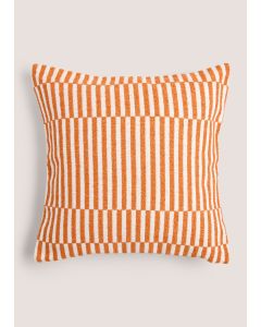 Rust Stripe Cushion (43cm x 43cm)-Brown/White