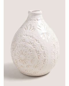 Textu Vase (18.5cm x 18.5cm x 2cm)-White