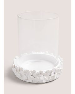 Floral Hurricane Candle Holder (15.5cm x 11cm x 11cm)-White