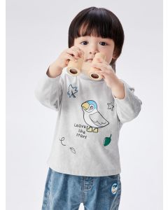 Baby Boy Print Versatile Round V-Neck Long-Sleeved T-Shirt