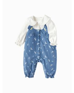 Baby Girl 3D Dragonfly Knitting Woven Jumpsuit