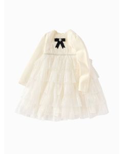 Toddler Girl Bow Tie Mesh Woven Dress