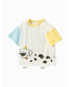 Baby Boy Light Outdoor Style Round V-Neck Short Sleeve T-Shirt