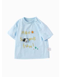 Baby Boy Light Outdoor Style Round V-Neck Short Sleeve T-Shirt