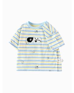 Baby Boy Light Outdoor Style Round V-Neck Short Sleeve T-Shirt