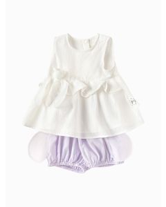 Baby Girl Highlight Style Woven Short Sleeve Set