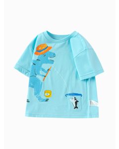 Toddler Boy Explore Style Round V-Neck Short Sleeve T-Shirt