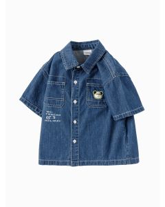 Toddler Boy Explore Style Denim Short Sleeve Shirt