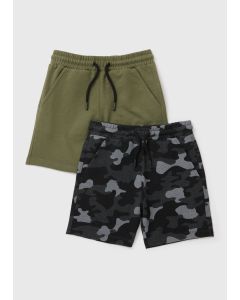 Boys 2 Pack  Camo Jogger Shorts