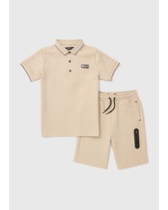 Boys Textu Polo & Shorts Set