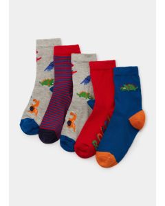 Kids 5 Pack Dinosaur Socks