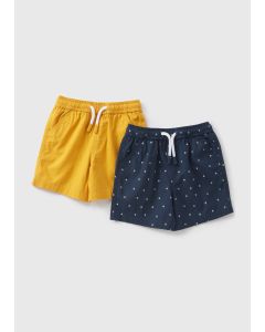 Boys 2 Pack Woven Boat Print Shorts