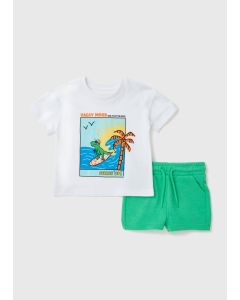 Boys Dino Print T-Shirt & Shorts Set