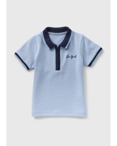 Boys Pale Jacquard Collar Polo Shirt