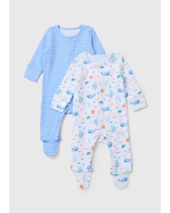 Baby 2 Pack Under The Sea Sleepsuits