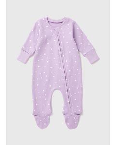 Baby Heart Print Zipped Sleepsuit