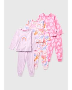 Girls 3 Pack Dino Pyjama Set