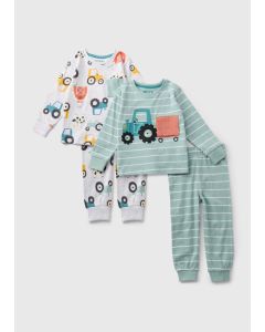 Boys 2 Pack Tractor Pyjama Sets