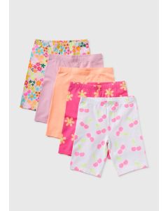 Girls 5 Pack Floral Cycling Shorts